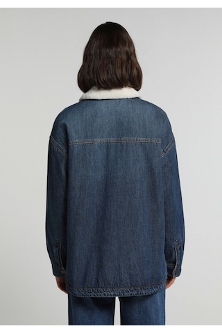 Colin's Colins Oversize Fit Çıtçıtlı Astarsız Kürklü Kadın Dark İndigo Denim Ceket Cl1082794 Q1.v1 Dn45172