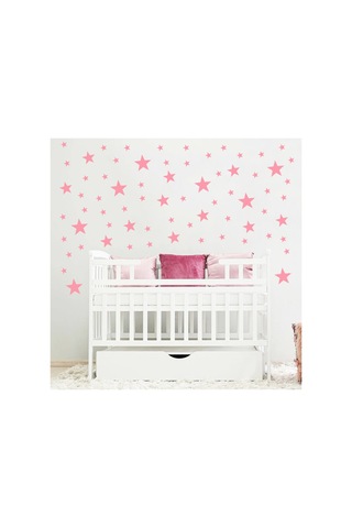 Bebe Pembe Renginde Yıldız Duvar Sticker 2,5-5-7,5-10cm Karışık Ebatlarda - 155 Adet