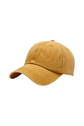 Uniquetrenders Kadın Eskitme Vintage %100 Pamuklu Ayarlanabilir Beyzbol Kep Şapka Sarı