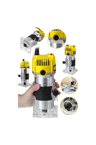 Steiner 3000 Watt 6 Kademe Devir Ayarlı Formika Traşlama Freze Makinesi 6 MM Pens Sarı