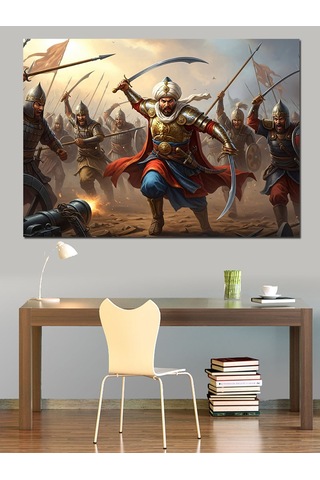 Ahşap Tablo Osmanlı Savaşçı Figürü