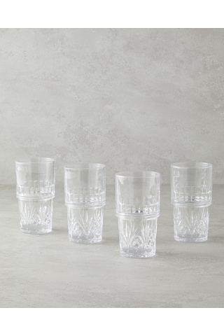 English Home Cosmic Cam 4'lü Bardak 310 Ml Şeffaf Şeffaf