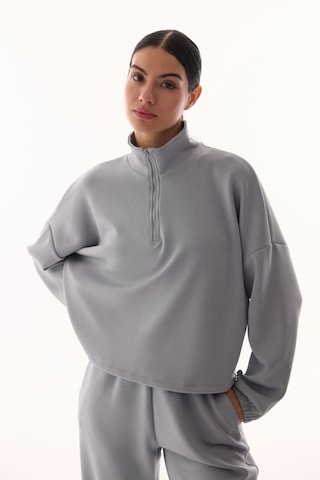 Penti Gri Silky Touch Dik Yaka Fermuarlı Crop Sweatshirt