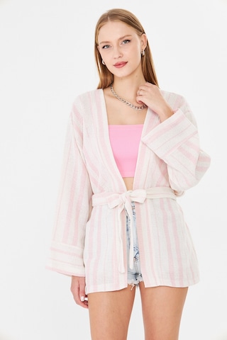 Armonika Kadın Pudra Kemerli Kimono Arm-25y001073