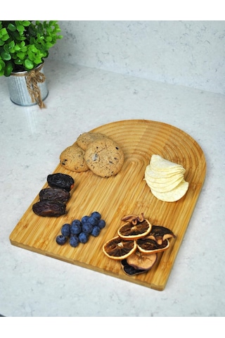 Bambu Gökkuşağı Sunum Tahtası Dalgalı Dekoratif Peynir Servis Tepsi- 32x24 Cm Diğer