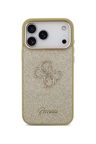 Apple Uyumlu iPhone 17 Pro Max Kılıf Guess Lisanslı 4g Büyük Metal Logolu Glitter Kapak Gold Gold