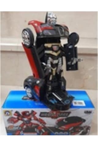 Robota Dönüşen Araba Siyah Model 2 Pilli Hareketli Işıklı