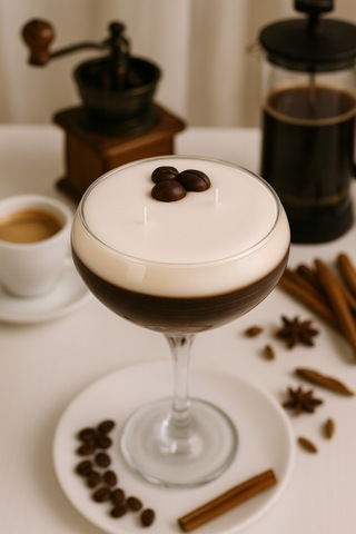 Kahveli Mum Martini Bardağında Kahveli Martini