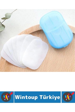 Seyahat Tipi Kamp Outdoor Okul Ofis Hafif Suda Kolay Çözünen Sabunluk Tasarımlı Kağıt Sabun 40 Adet Çok Renkli