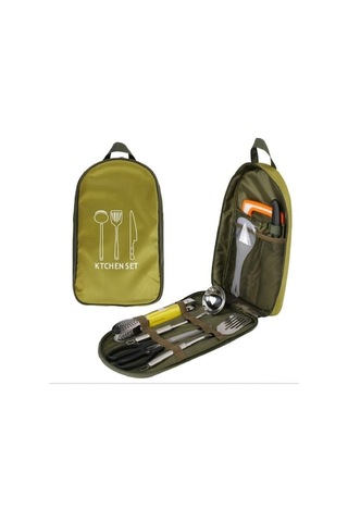 Pazly Yemek Taşınabilir Pişirme Piknik Mutfak Kahve Hava Eşyası Depolama Çantası Açık Kahverengi Kahverengi