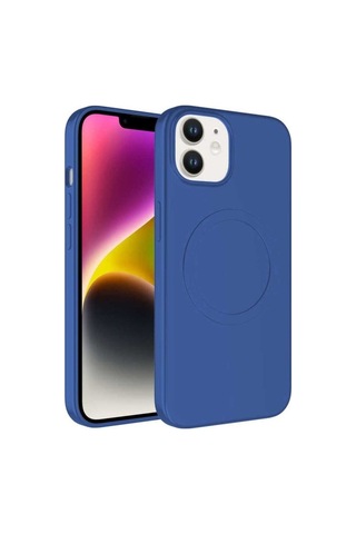 Apple Uyumlu iPhone 11 Kılıf M-safe Wireless Şarj Özellikli Pastel Renk Silikon Zore Plas Kapak Mavi