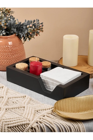 Oktaur Büyük Ahşap Masa Peçetelik 451687093 Siyah