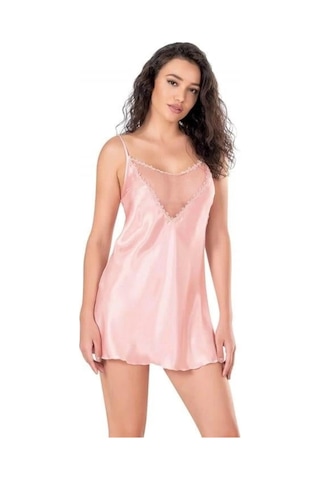3dsepetim Somon Kısa Saten Gecelik 8111 SOMON