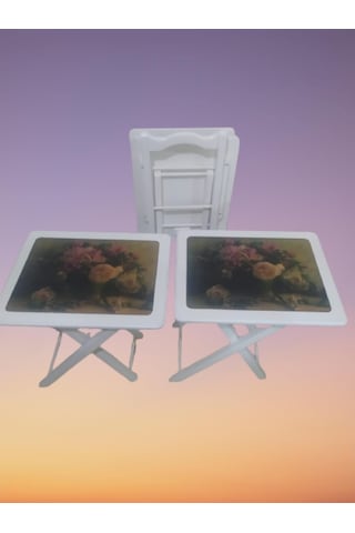 Zigon Çanta Büyük Resimli Sehpa Beyaz Dikdörtgen Itinalı Paketlem