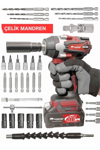 Schmıtzer 4lüset-k Pro 21v 40 Parça Şarjlı Akülü 3 Modlu Hilti Matkap Somun Sıkma Sökme Taşlama