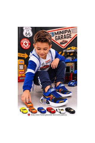Minipa Garage Mavi Erkek Çocuk Garaj Tabanlı Çift Metal Arabalı Ortopedik Spor Ayakkabı