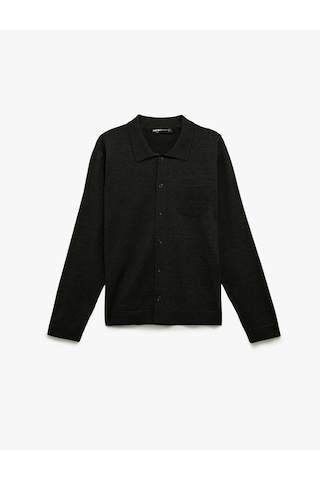 Koton Regular Fit Uzun Kollu Düğmeli Polo Yaka Triko Hırka Antrasit 6wam90010ht Antrasit