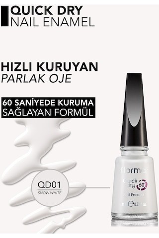 Flormar Quick Dry Nail Enamel Oje QD01 Snow White