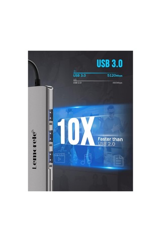 Lemorele Tc38 8 İn 1 Type-c Hub Çoklayıcı - 4k Hdmı Görüntü, 100w Pd Hızlı Şarj, 3x Usb 3.0, Sd/tf Kart Okuyucu Adaptör