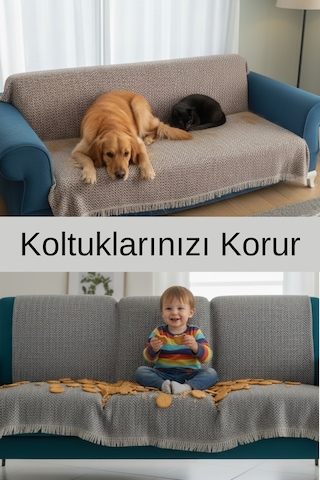 Pamuklu Koltuk Örtüsü 170x210 Cm Tekli&üçlü Koltuk,çekyat Ve Berjer İçin Krem