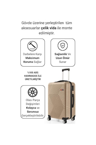 G&d Polo Suitcase Abs Kabin Ve Orta Boy Gold 2'li Valiz Seti 600.06-set-ok Altın