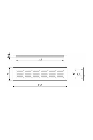 Aksmebel Havalandırma Izgarası 250x60 Mm Siyah Metal Düz Doğrudan 272915814