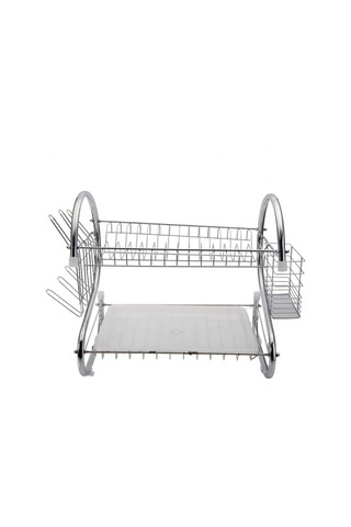 Dancemonkey 2 Katlı Mutfak Bulaşık Kurutma Rafı Gümüş , Gümüş Kaplama Gümüş