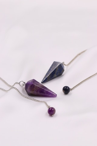 Doğal Taş Lapis Lazuli Taşı-ametist Taşı Pandül Sarkaç 2'li Set Çok Renkli