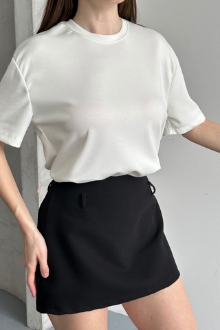 Balenbi Kadın Modal Bisiklet Yaka Basic Yarım Kollu T-shirt 1211 Beyaz
