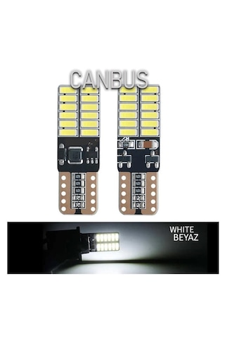 10 Adet T10 Led Park Plaka Tavan Ampulü 24 Ledli Beyaz Sadece 12 Volt Araçlar