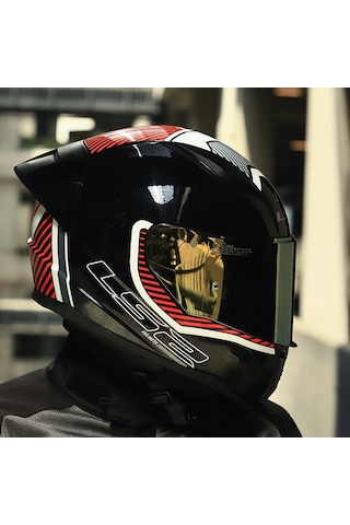 Sarı Cam + Ls2 Rapid 2 Race Extra Kask Beyaz - Kırmızı