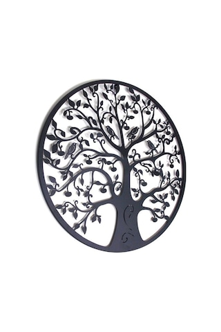 Metal Hayat Ağacı Duvar Dekoru Siluet Sanatı Hediye İç Mekan Dış Mekan Bahçe Ev Dekorasyonu Siyah, 28x28cm