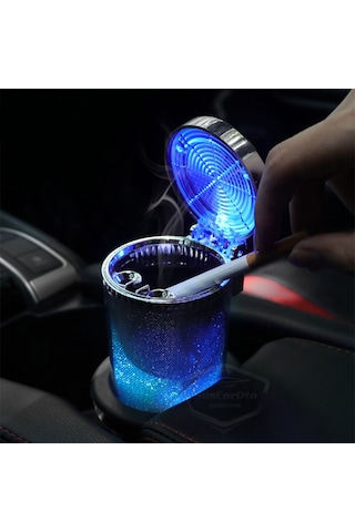 Üniversal 7 Renkli Rgb Led Işıklı Lüx Oto Küllük Kapaklı Spor Araç İçi Küllük Araba Küllüğü 00 Şüscaroto Aksesuar