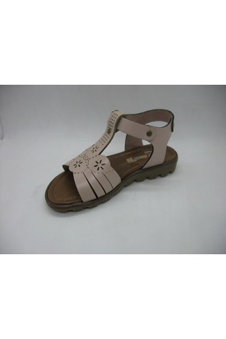 Raduno 0329 Doğal Deri , Çiçekli Kız Çocuk Pembe Sandalet 26-30 Pembe