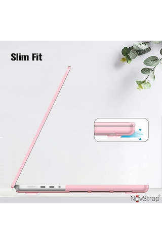 Novstrap Apple Macbook Pro 16 İnç M3/m3 Pro/m3 Max A2991 İle Uyumlu Kılıf Sert Parlak Koruma Kapak Pembe