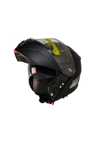 Motosiklet Çene Açılır Kask Güneş Vizörlü Ece 22.06 Sertifikalı New Motor Kaskı V2 Mat Black Siyah