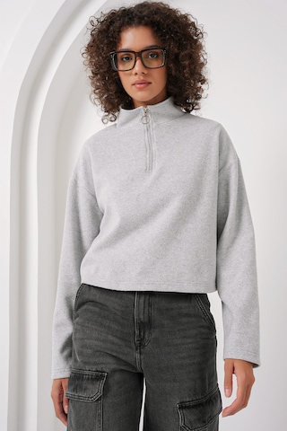 Bigdart 55449 Fermuarlı Yaka Örme Sweatshirt - Gri