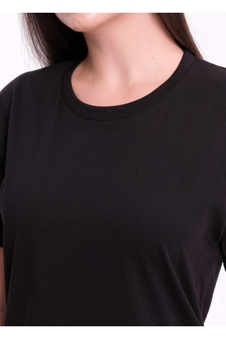 Cottonlab Siyah Kadın %100 Premium Pamuklu Yumuşak Dokulu Terletmez Bisiklet Yaka Tişört Beyaz