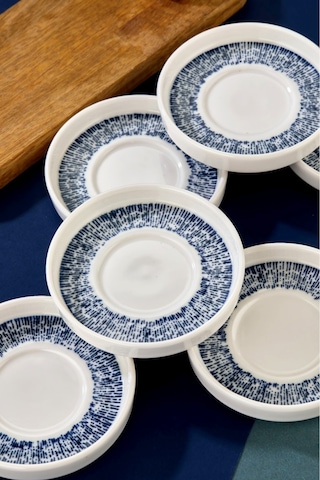 Cooker 6'lı Lyon Porselen Çay Tabağı Mavi