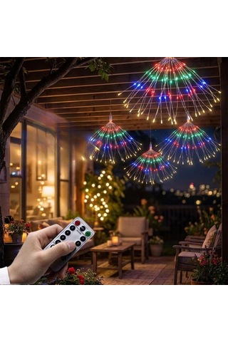 4 Lü Açılır Led Işık Seti 8 Farklı Işık Modlu, Kumandalı, Usb Kablolu Renkli Dekoratif Fiber Led Lamba