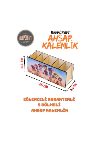 Deepcraft Ahşap Çocuklar İçin Masa Üstü Kare Kalemlik & Organizer-pawpetrol