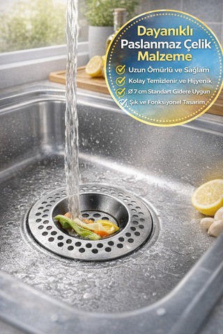 1 Adet Seyyar Paslanmaz Çelik Lavabo Süzgeci 7 Cm Gider Filtresi Mutfak Banyo Tıkanma Önleyici