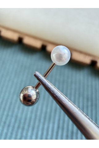 %100 316 L Cerrahi Çelik 5mm İnci Helix Tragus Kıkırdak Conch Çelik Piercing 8 Mm Gümüş