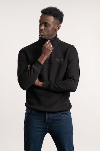 Fbı Fermuarlı Dik Yaka 3 İplik İçi Şardonlu Slimfit Sweatshirt Siyah