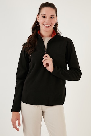 Lela Slim Fit Yumuşak Dokulu Anti-Pilling Tüylenme Yapmayan Yarım Fermuarlı Bayan Polar 5907000 Siyah