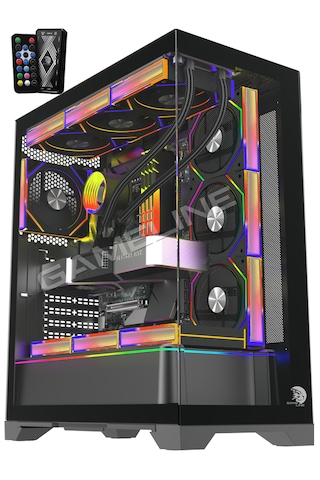 Gameline Artıst 7x Argb Kumandalı Fan Usb 3.0 E-atx Gaming Bilgisayar Kasası Siyah