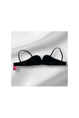 Pretty Wiolina 4030 Kalın Çizgili Kumaş Lazer Kesim Dikişsiz Push Up Dolgulu El Destekli Sütyen Siyah