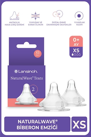 Lansinoh® NaturalWave® 2'li Biberon Emziği Ekstra Yavaş Akışlı (0 Ay+)