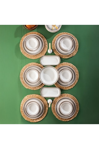 Perotti Antique Yaldızlı Stoneware 27 Parça 6 Kişilik Yemek Takım