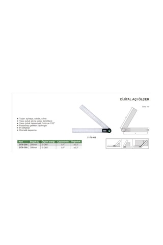 Insize 2176-300 Dijital Açı Ölçer